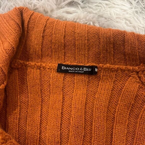 Bianco & Blu Italian orange wool cardigan - Picture 4 of 8